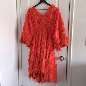 ASOS curve eyelash texture orange dress